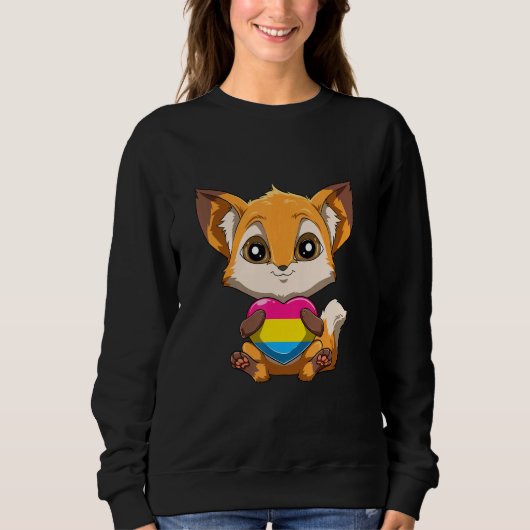LGBTQ Pansexual Pride Fox  Pansexual Heart Fox Sweatshirt (Vorderseite)