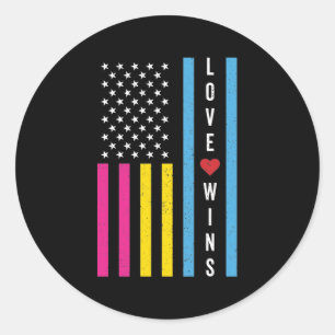 LGBTQ Pansexual Pride Liebe gewinnt amerikanische  Runder Aufkleber