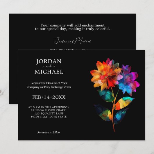 🌈 LGBTQ Petals & Pride  Einladung (Vorne/Hinten)