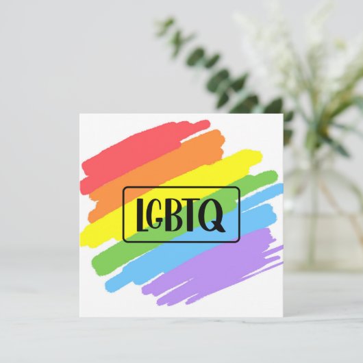 LGBTQ Pinselstriche Rainbow Einladung (Stehend Vorderseite)