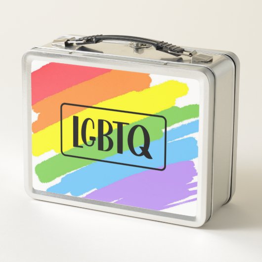 LGBTQ Pinselstriche Rainbow Metall Brotdose (Rückseite)