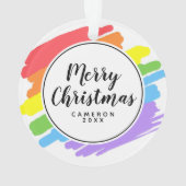 LGBTQ Pinselstriche Rainbow Ornament (Rückseite)