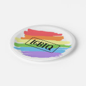 LGBTQ Pinselstriche Rainbow Pappteller (Schrägansicht)