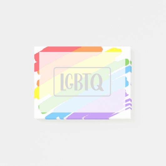LGBTQ Pinselstriche Rainbow Post-it Klebezettel (Vorderseite)
