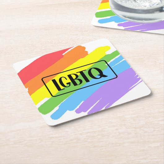 LGBTQ Pinselstriche Rainbow Rechteckiger Pappuntersetzer (angewinkelt)