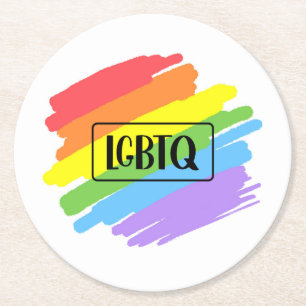 LGBTQ Pinselstriche Rainbow Runder Pappuntersetzer