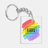 LGBTQ Pinselstriche Rainbow Schlüsselanhänger (Vorderseite links)