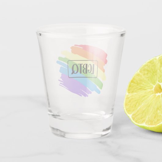 LGBTQ Pinselstriche Rainbow Schnapsglas (Rückseite)