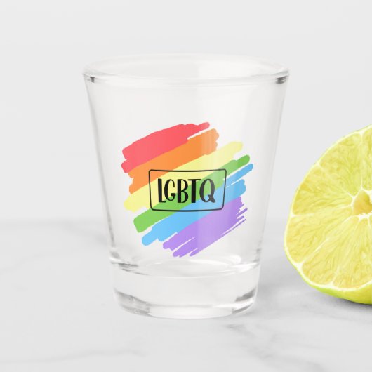 LGBTQ Pinselstriche Rainbow Schnapsglas (Vorderseite)