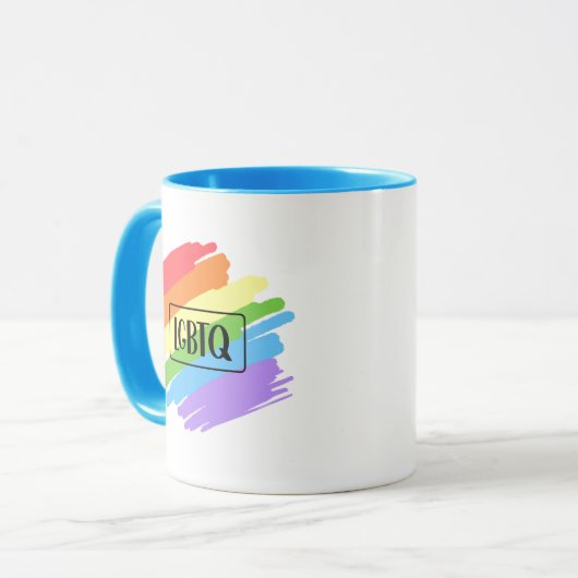 LGBTQ Pinselstriche Rainbow Tasse (Vorderseite Links)