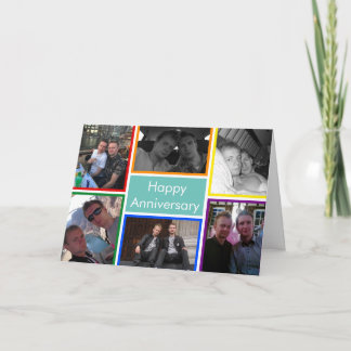 LGBTQ Plus Happy Anniversary Rainbow Foto Collage Karte