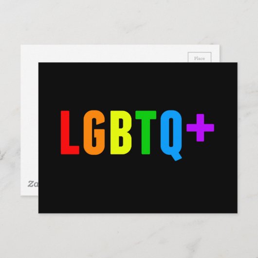 LGBTQ Plus Rainbow Gay Pride Akronym Black Postkarte (Vorne/Hinten)