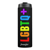 LGBTQ Plus Rainbow Gay Pride Akronym Monogramm Thermosbecher (Vorderseite)