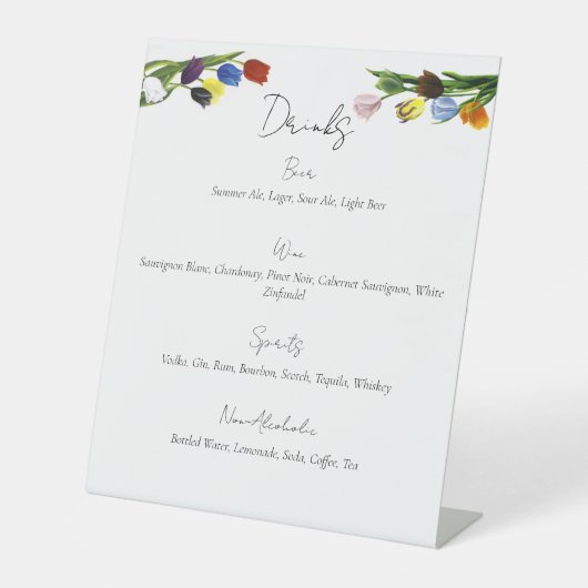 LGBTQ plus Tulips Blume Getränkemenü Sockelschild (Vorderseite)