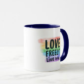LGBTQ+ Pride Coffee Mug Vibrant Rainbow Love Cup Tasse (VorderseiteRechts)