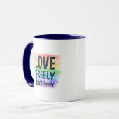 LGBTQ+ Pride Coffee Mug Vibrant Rainbow Love Cup Tasse (Vorderseite Links)