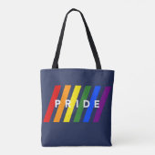 LGBTQ PRIDE Diagonal Rainbow Stripes on Navy Blue Tasche (Rückseite)