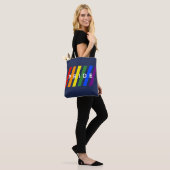 LGBTQ PRIDE Diagonal Rainbow Stripes on Navy Blue Tasche (Am Model)