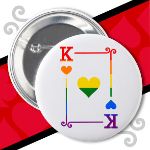 LGBTQ Pride Flag Playing Cards King Card Herz Button