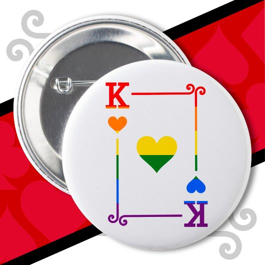 LGBTQ Pride Flag Playing Cards King Card Herz Button