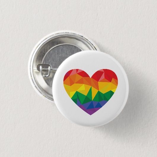 LGBTQ+ Pride Geometric Heart Rainbow Button (Vorne & Hinten)