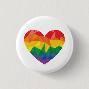 LGBTQ+ Pride Geometric Heart Rainbow Button