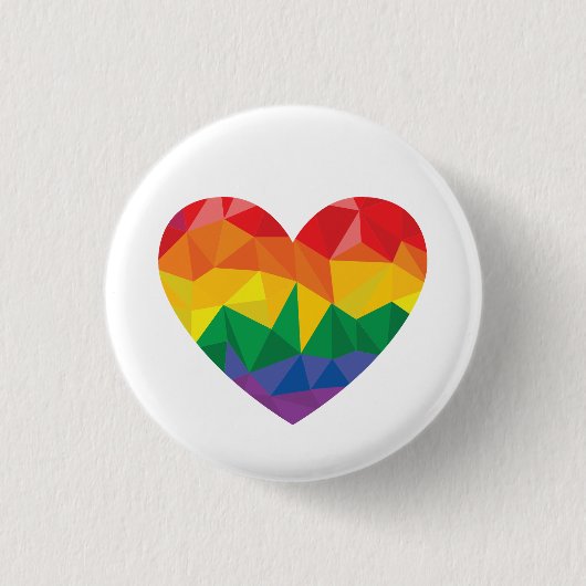 LGBTQ+ Pride Geometric Heart Rainbow Button (Vorderseite)