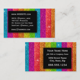 LGBTQ Pride Glitzer Rainbow Make-Up Artist Bling Visitenkarte