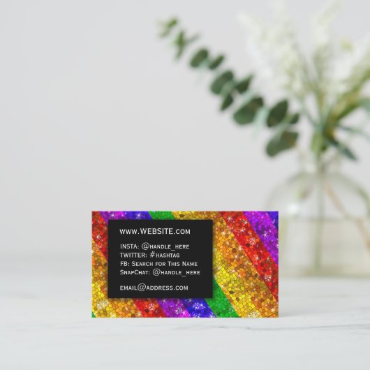 LGBTQ Pride Glitzer Rainbow Make-Up Artist Bling Visitenkarte (Stehend Vorderseite)