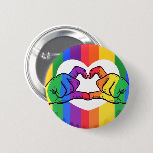 LGBTQ Pride Heart Hands Button (Vorne & Hinten)