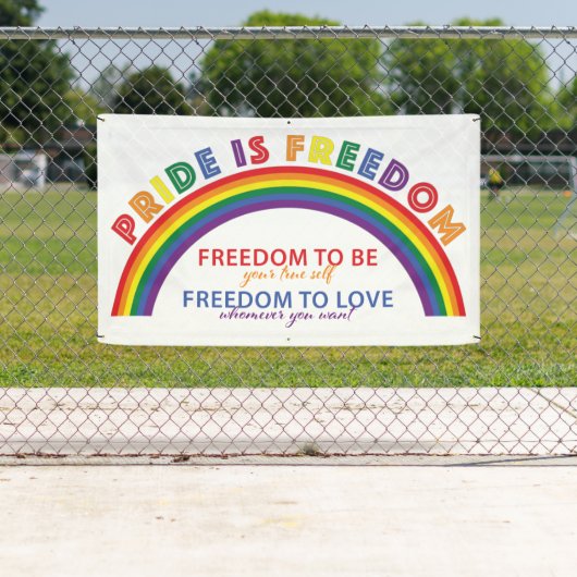 LGBTQ Pride ist Freedom Rainbow White Background Banner (Insitu)