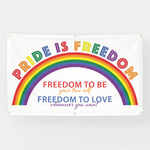 LGBTQ Pride ist Freedom Rainbow White Background Banner