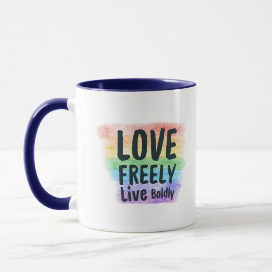 LGBTQ+ Pride Kaffeetasse Lebendiger Regenbogen Lie (Links)