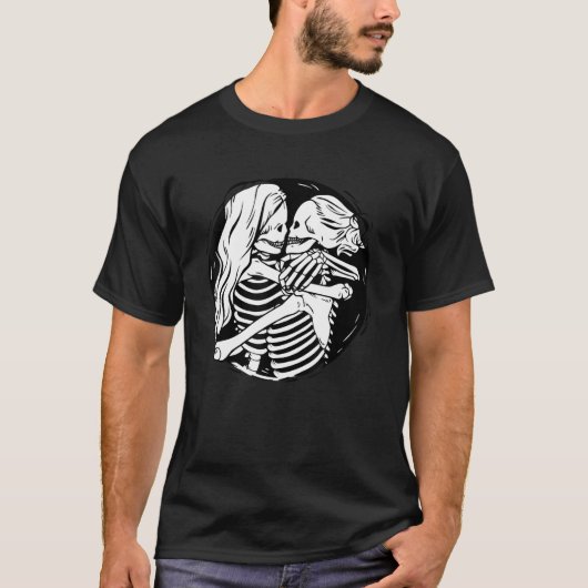 LGBTQ Pride Lesbian Skeleton Halloween Valentine s T-Shirt (Vorderseite)