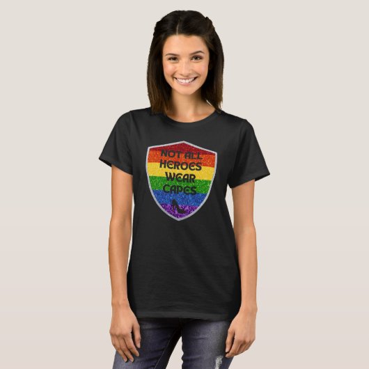LGBTQ+ Pride Not All Heroes Glitter T-Shirt (Vorne ganz)