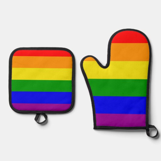 LGBTQ Pride Oven Mitt und Pot Holder mit Regenboge Ofenhandschuh & Topflappen-Set (Vorderseite)
