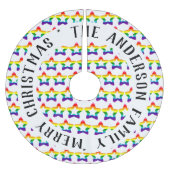 LGBTQ Pride Rainbow Bunte Weihnachtssterne Brush Polyester Weihnachtsbaumdecke (Vorderseite)