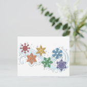 LGBTQ Pride Rainbow Cfarbene Winterschneeflocken Postkarte (Stehend Vorderseite)