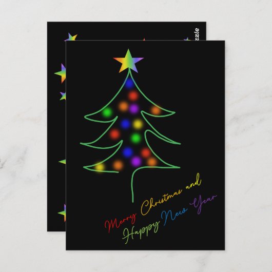 LGBTQ+ / Pride Rainbow Christmas Tree with Stars Postkarte (Vorne/Hinten)