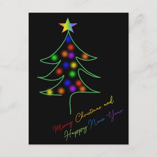 LGBTQ+ / Pride Rainbow Christmas Tree with Stars Postkarte (Vorderseite)
