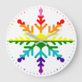 LGBTQ Pride Rainbow Colorful Christmas Snowflake L Große Wanduhr (Vorderseite)