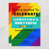 LGBTQ Pride Rainbow Colors Einladung zum Geburtsta (Vorne/Hinten)