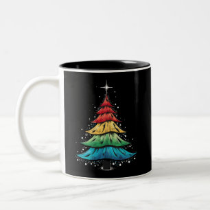 LGBTQ Pride Rainbow Flag Gay Christmas Trees Gesch Zweifarbige Tasse