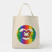 LGBTQ Pride Rainbow Heart Hands Tragetasche (Rückseite)