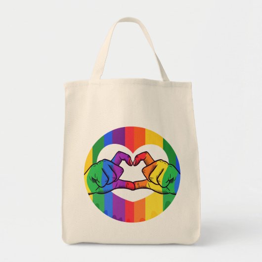 LGBTQ Pride Rainbow Heart Hands Tragetasche (Vorne)