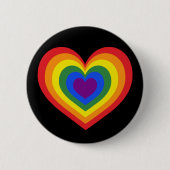 LGBTQ Pride Rainbow Heart on Black Button (Vorderseite)