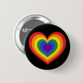 LGBTQ Pride Rainbow Heart on Black Button (Vorne & Hinten)