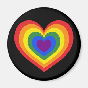LGBTQ Pride Rainbow Heart on Black Magnet
