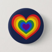 LGBTQ Pride Rainbow Heart on Navy Blue Button (Vorderseite)