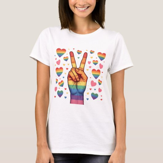 LGBTQ PRIDE RAINBOW LIEBE UND UNTERSTÜTZUNG T-Shirt (Vorderseite)